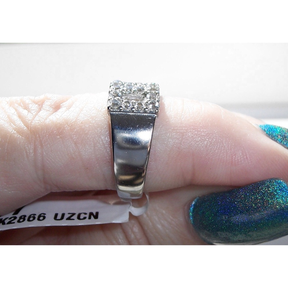 STAINLESS STEEL Round & Baguette. Cubic Zirconia Band Ring - Picture 7 of 14